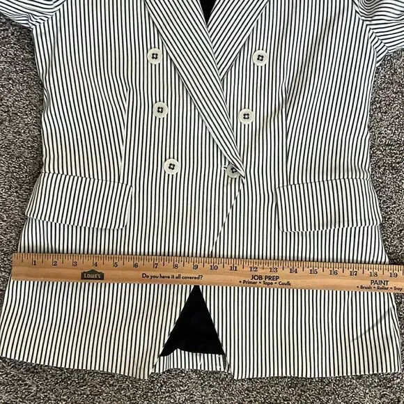 New Carolina Belle Neutral Pinstripe Blazer Jacket Academia Seersucker- Small - Picture 11 of 13